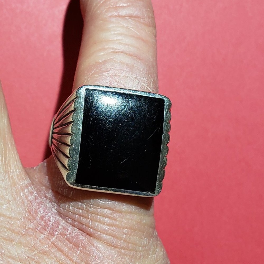 Vintage KBN 925 Sterling Silver Black Onyx Ring